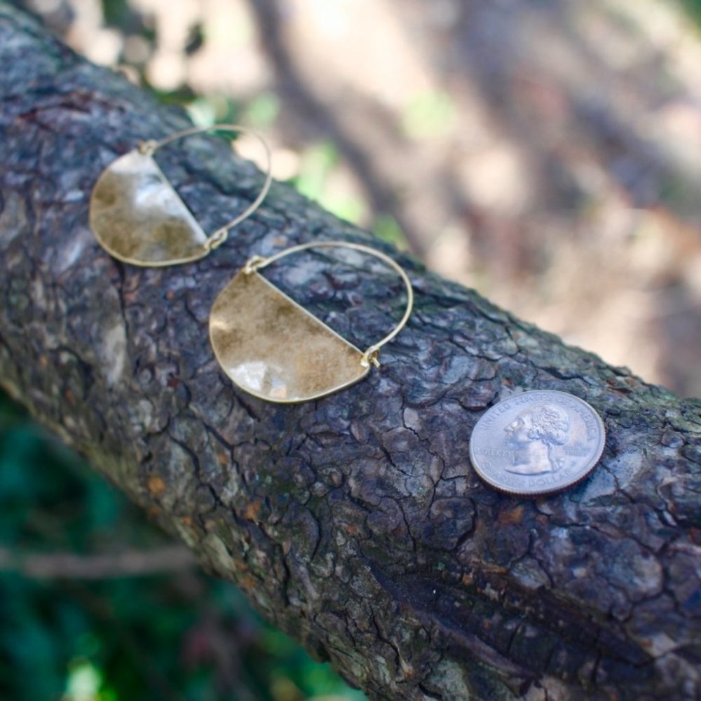 Anthropologie Rylan Gold Crescent Hoop Earrings - Picture 6 of 15